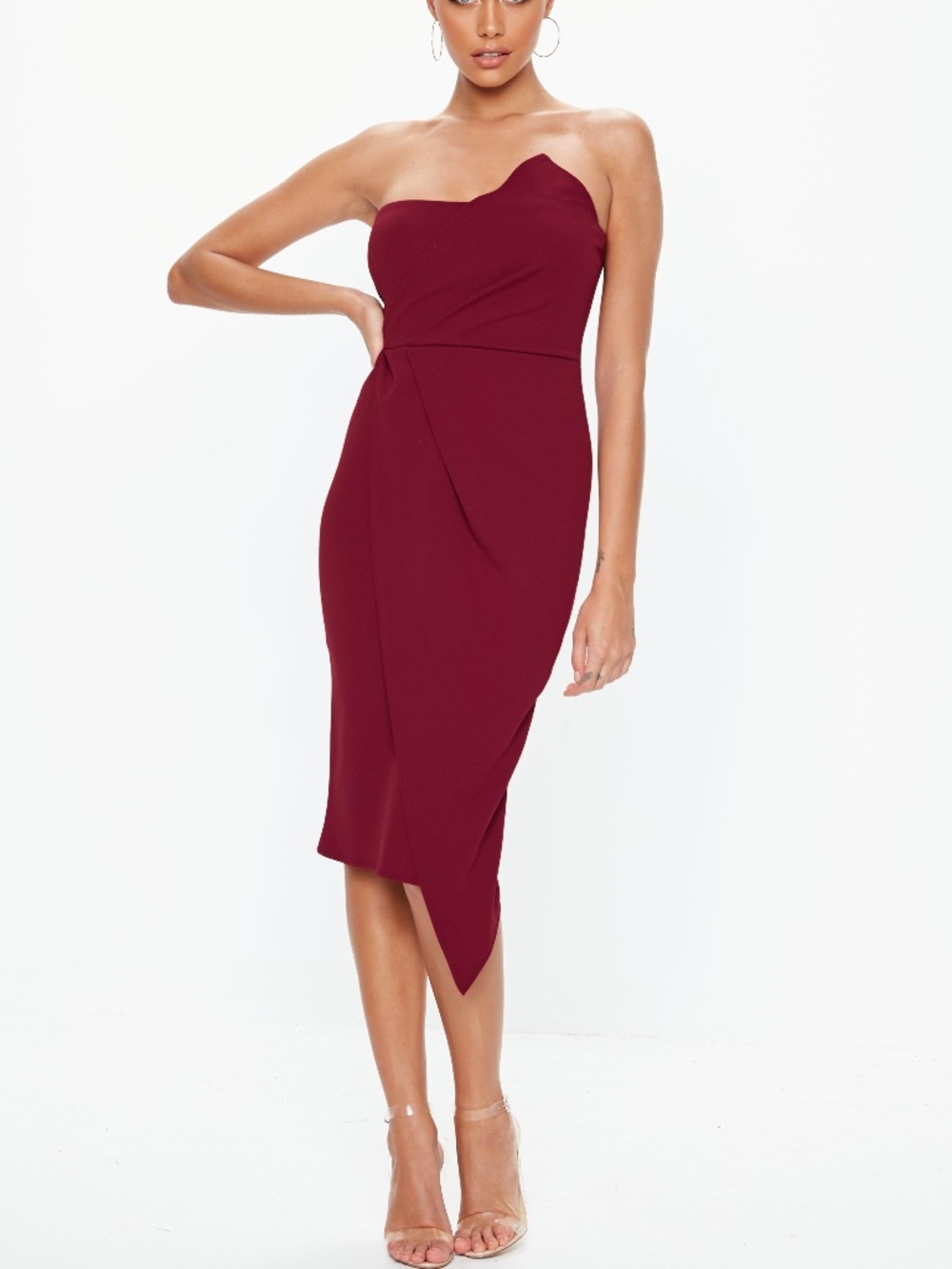 Missguided Burgundy Origami Wrap Dress